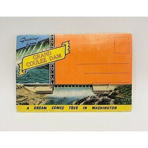 Vintage 1947 Grand Coulee Dam Postcard Photo Book 18 Photographs 4x6” EC Kropp